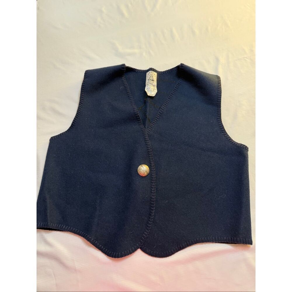 IVALU Navy Blue Embroidered Inukshuk Wool Vintage Vest Size Large - Picture 2 of 7
